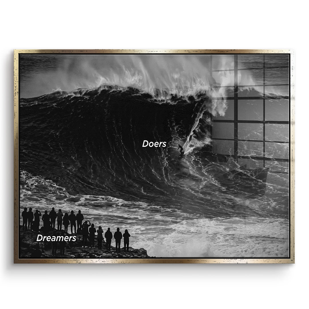 DOTCOMCANVAS Acrylglasbild Doers VS Dreamers im goldenen Premium-Rahmen