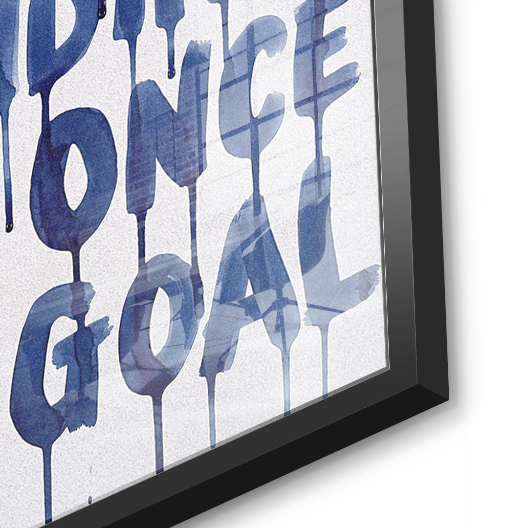 Detailaufnahme des 5mm Acrylglases, Where You're Standing Was Once The Goal im schwarzen Rahmen
