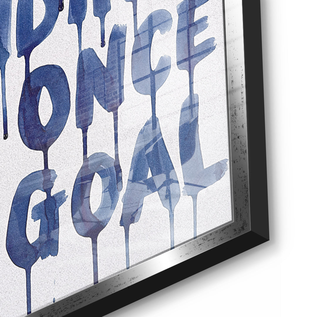 Detailaufnahme des 5mm Acrylglases, Where You're Standing Was Once The Goal im silbernen Rahmen