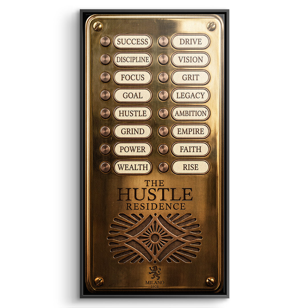 DOTCOMCANVAS Leinwandbild Hustle Residence im schwarzen Premium-Rahmen
