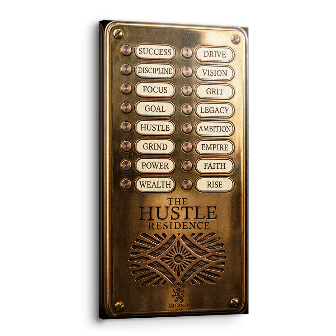 Seitenansicht des Leinwandbilds Hustle Residence ohne Rahmen