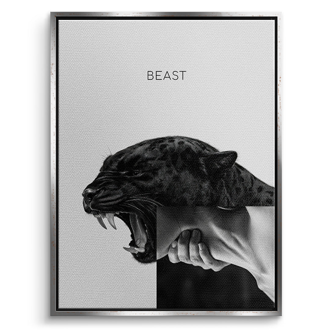 DOTCOMCANVAS Leinwandbild Beast Grey im silbernen Premium-Rahmen