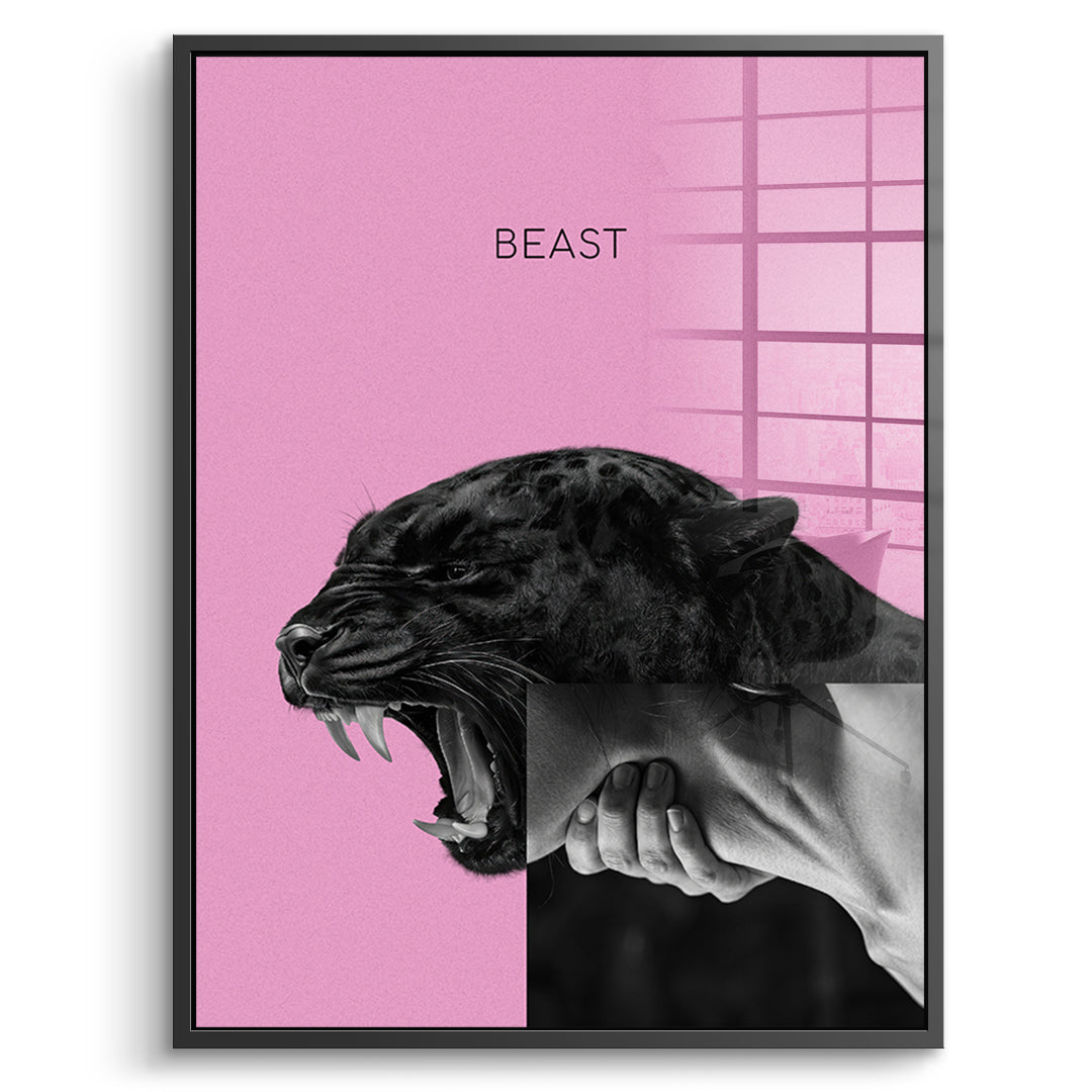 DOTCOMCANVAS Acrylglasbild Beast Pink im schwarzen Premium-Rahmen