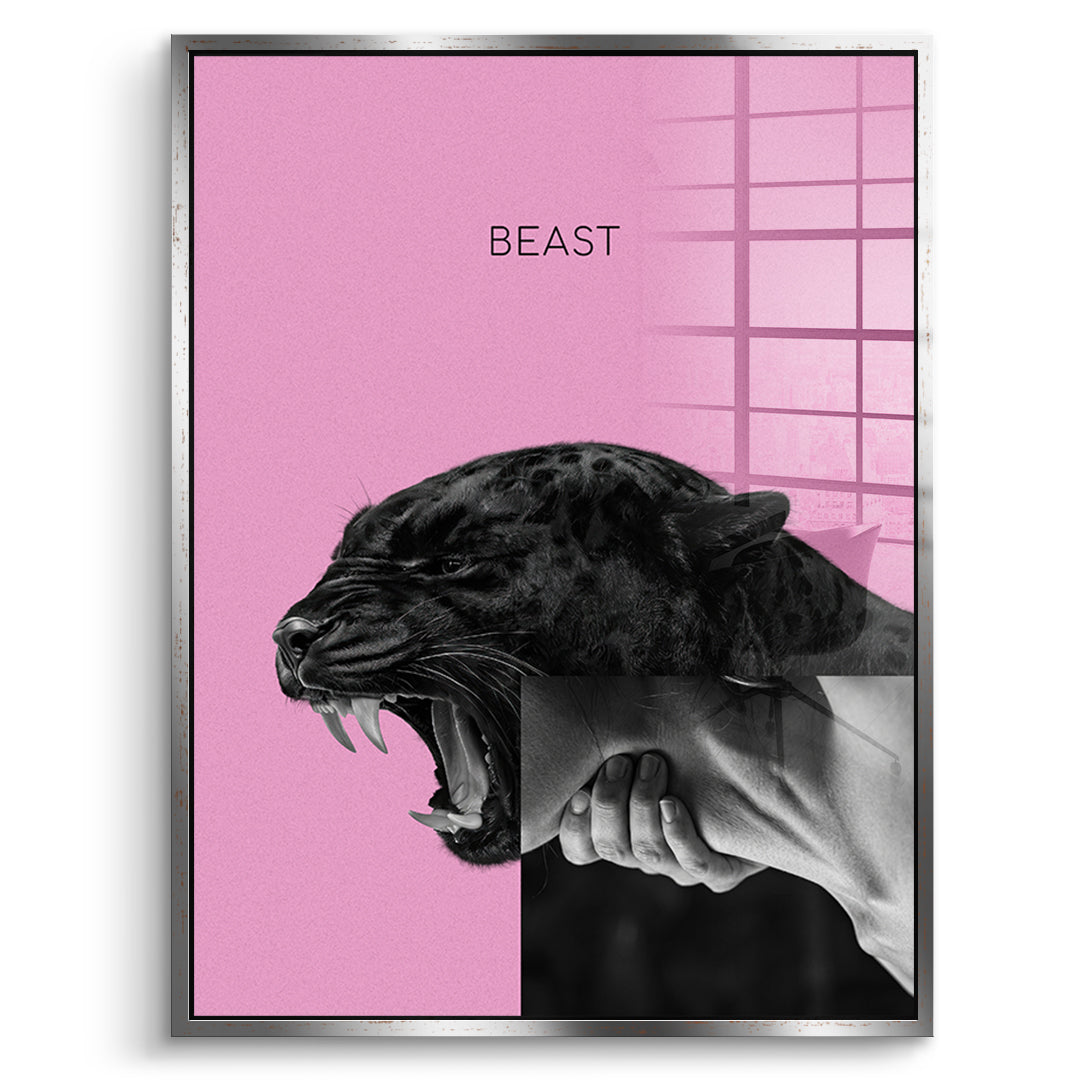 DOTCOMCANVAS Acrylglasbild Beast Pink im silbernen Premium-Rahmen