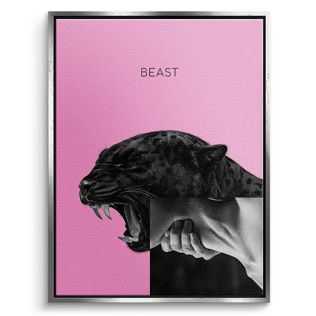 DOTCOMCANVAS Leinwandbild Beast Pink im silbernen Premium-Rahmen