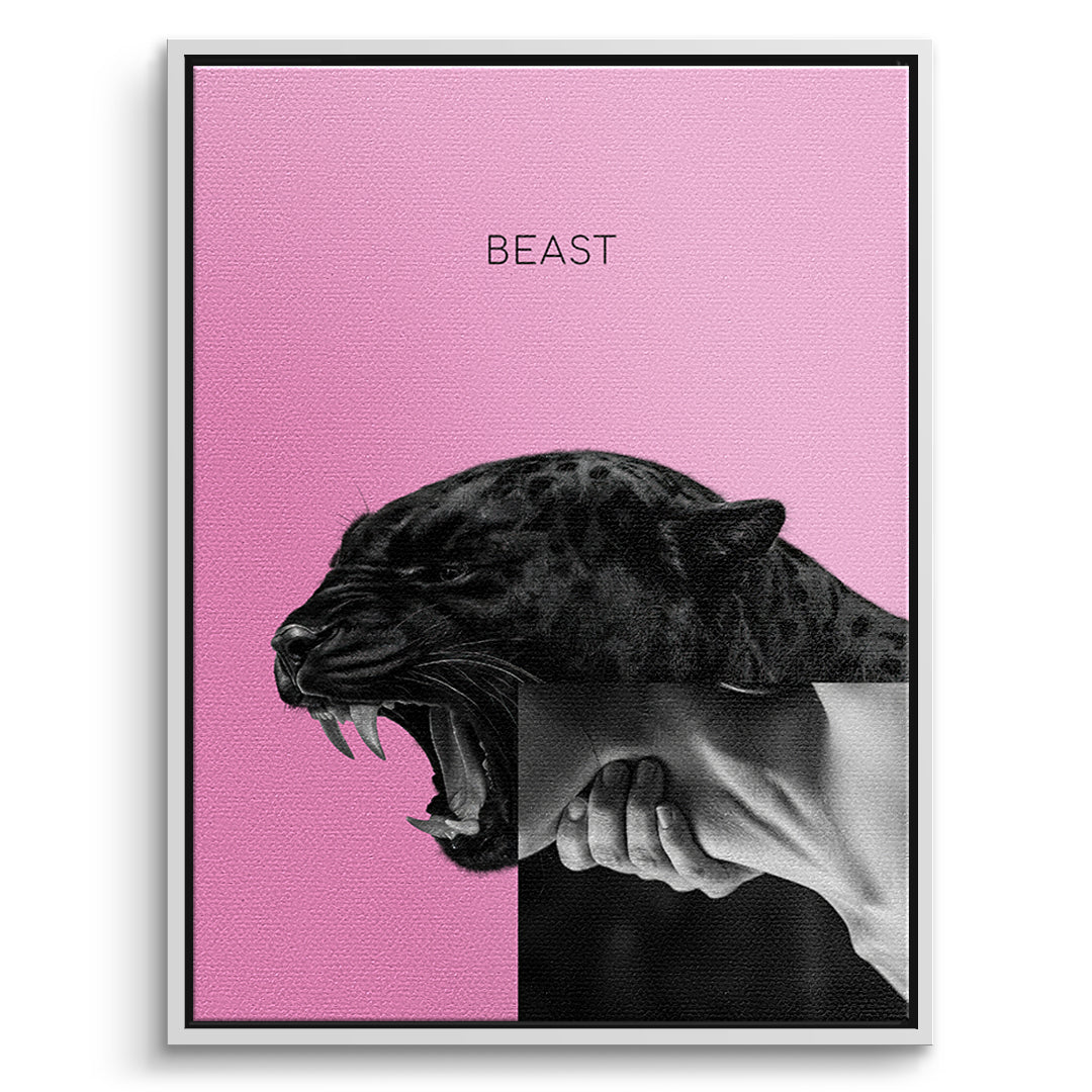 DOTCOMCANVAS Leinwandbild Beast Pink im weißen Premium-Rahmen