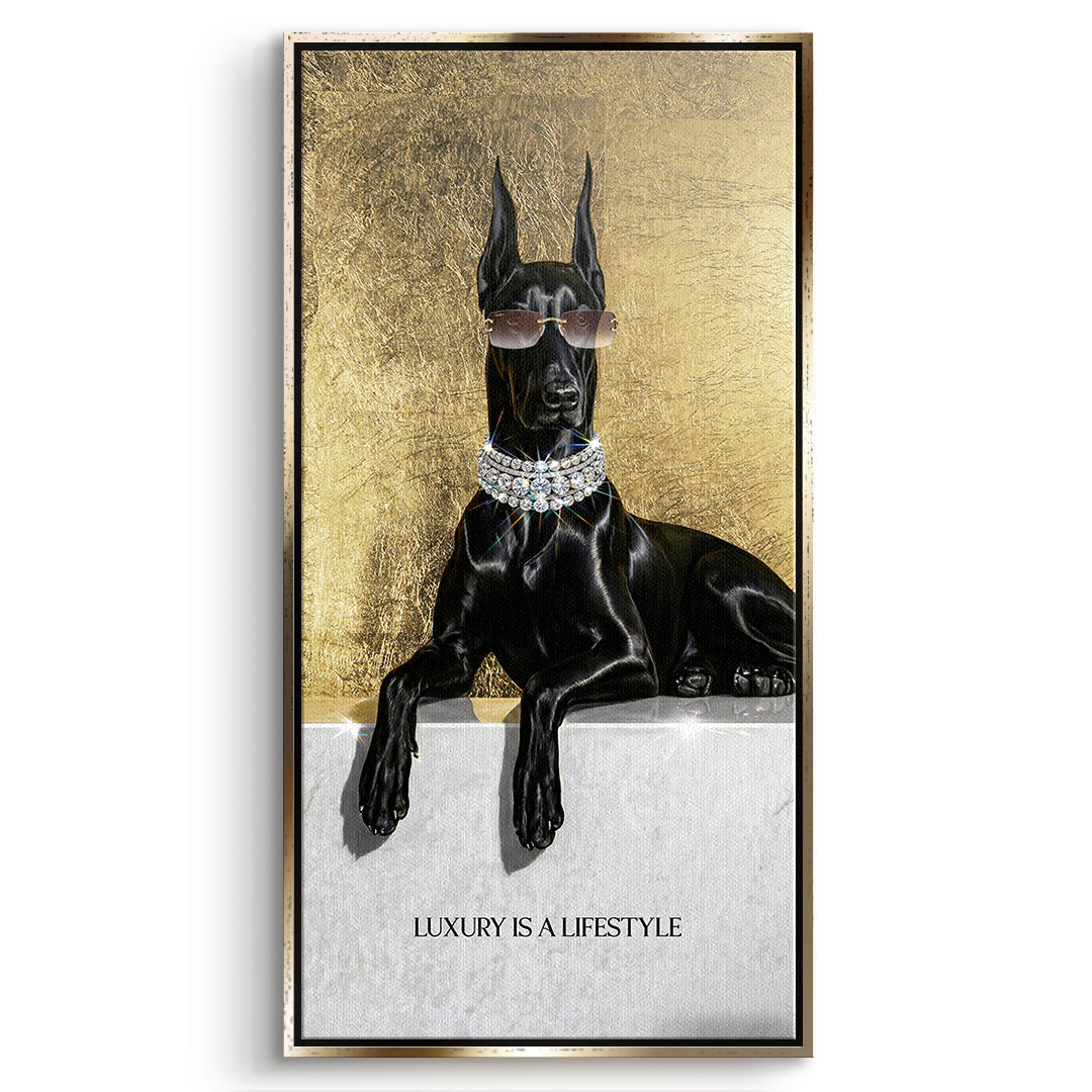 DOTCOMCANVAS Leinwandbild Luxury Is A Lifestyle im goldenen Premium-Rahmen