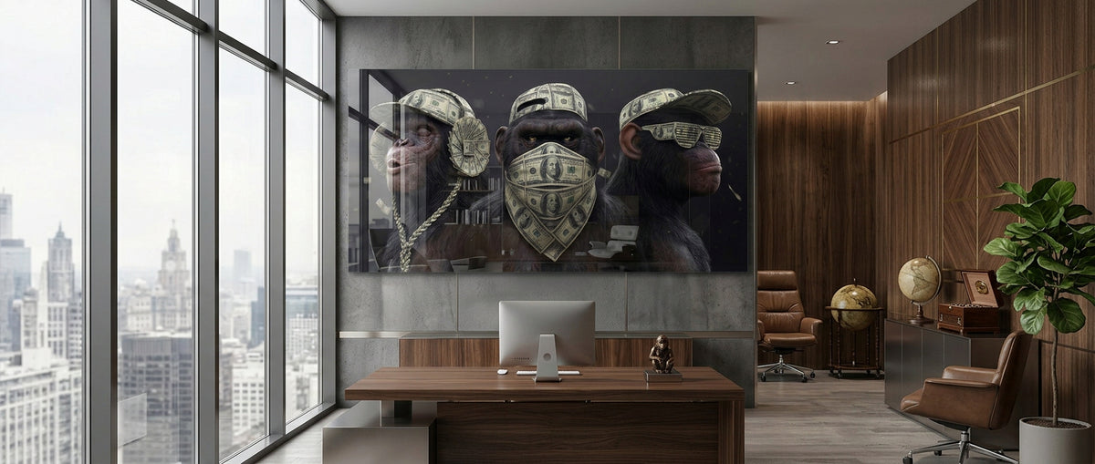 Acrylglasbild Three Wise Monkeys Banner