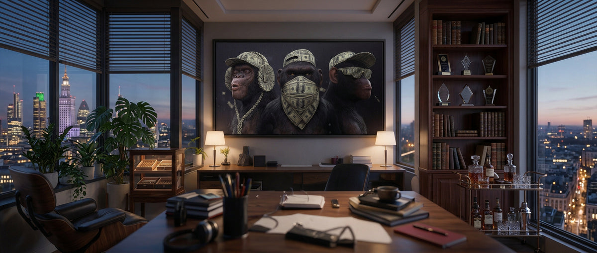 Leinwandbild Three Wise Monkeys Banner