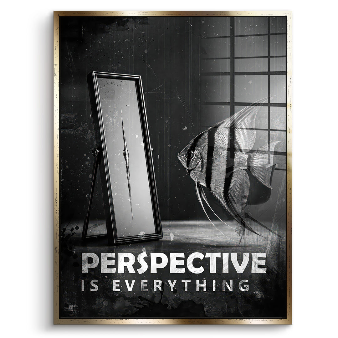 DOTCOMCANVAS Acrylglasbild Perspective Is Everything (Englisch) im goldenen Premium-Rahmen
