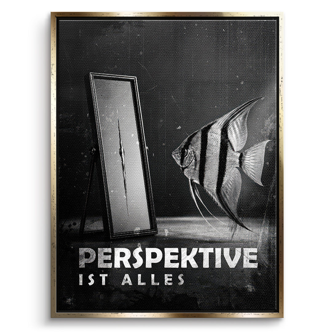 DOTCOMCANVAS Leinwandbild Perspective Is Everything (Deutsch) im goldenen Premium-Rahmen