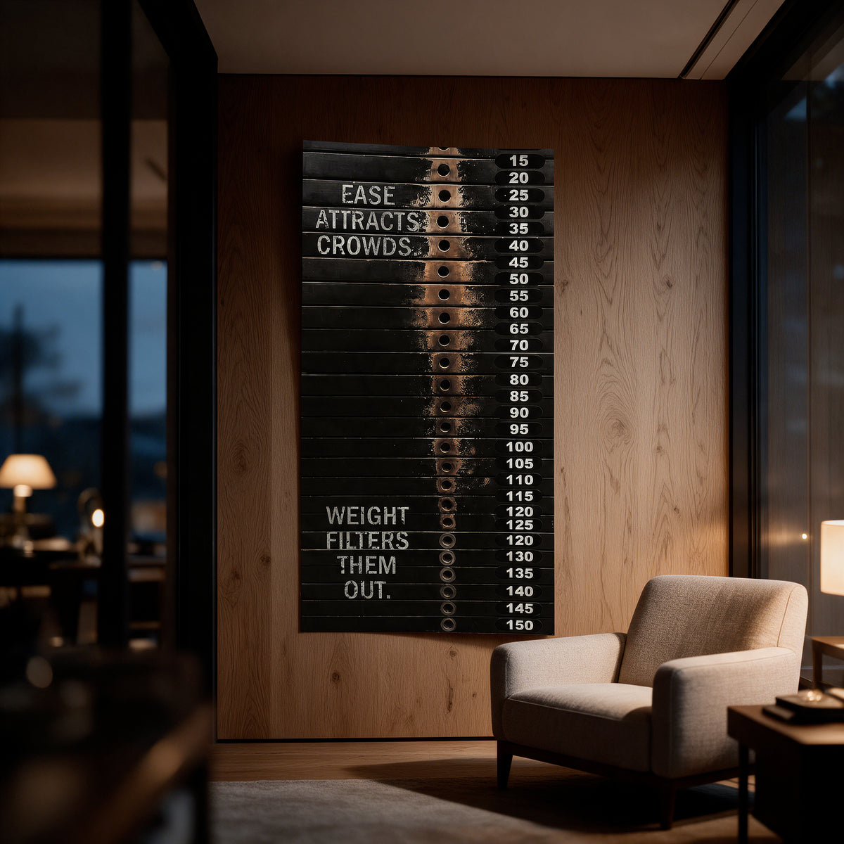 Poster Weight Filter an der Wand eines modernen Wohnraums