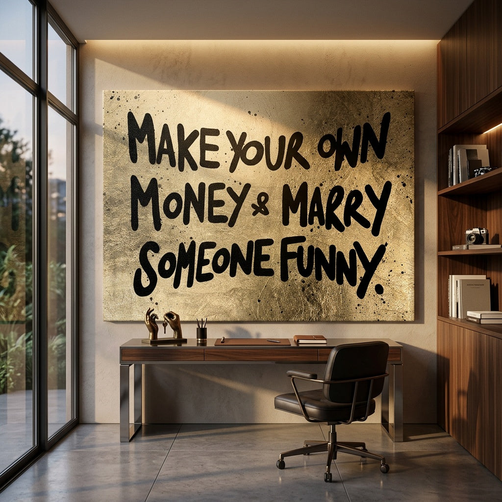 Leinwandbild Make Your Own Money an der Wand eines modernen Wohnraums