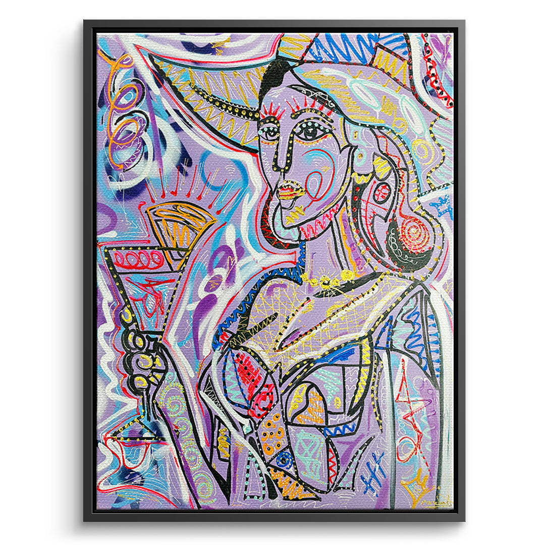 DOTCOMCANVAS Leinwandbild Cubist Cocktail Hour im schwarzen Premium-Rahmen