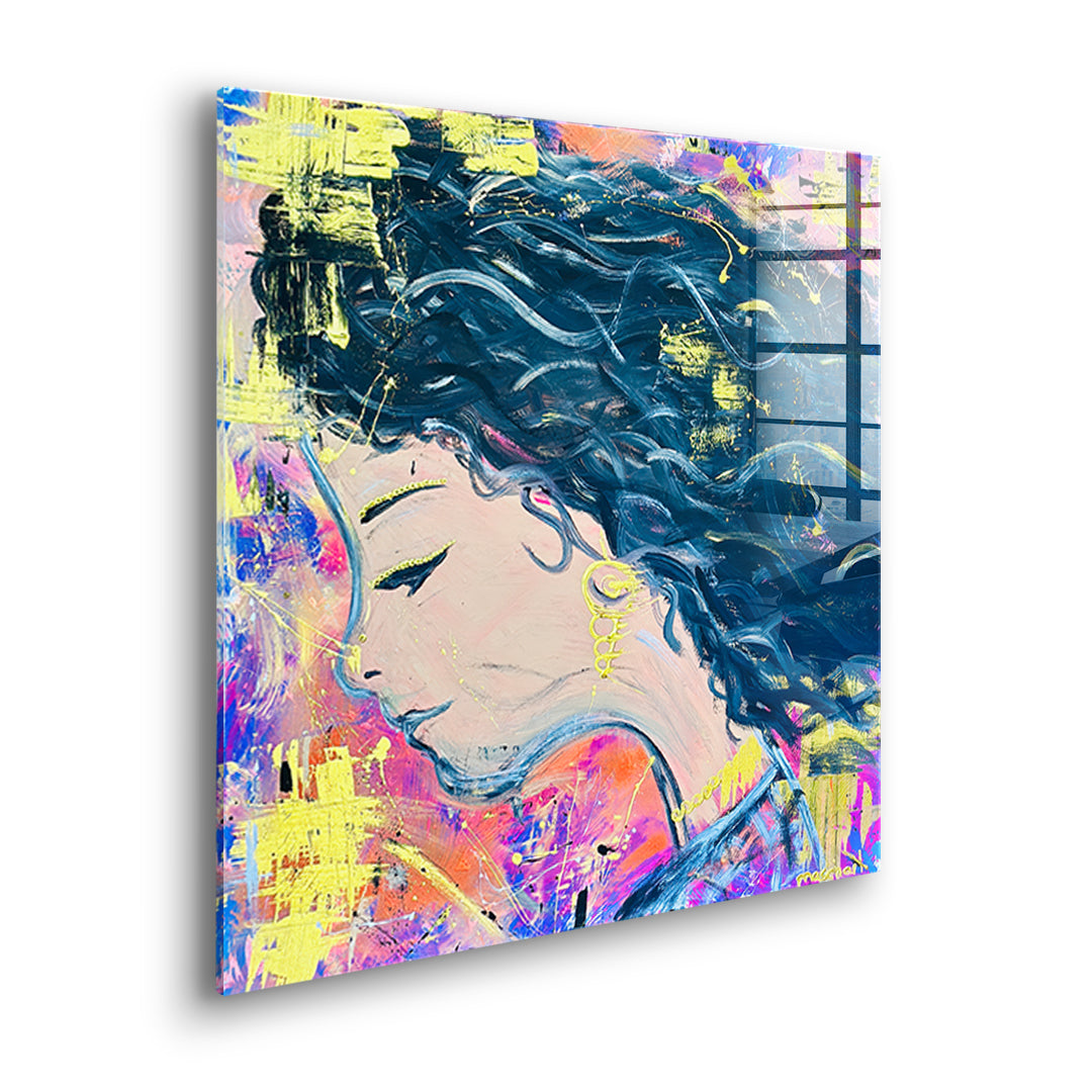 Seitenansicht des Acrylglasbilds Midnight Waves ohne Rahmen