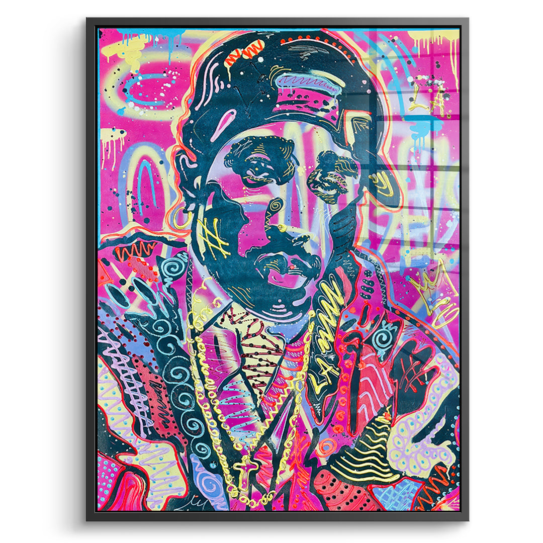 DOTCOMCANVAS Acrylglasbild Neon Gentleman im schwarzen Premium-Rahmen
