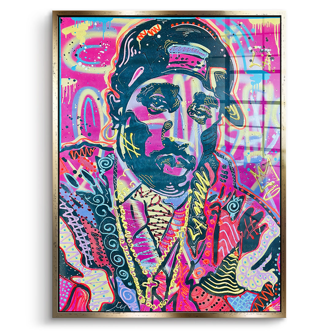DOTCOMCANVAS Acrylglasbild Neon Gentleman im goldenen Premium-Rahmen