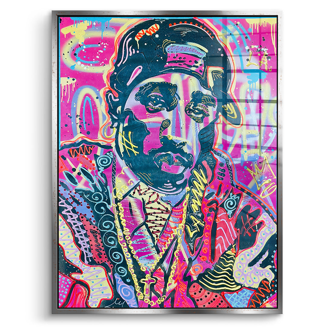 DOTCOMCANVAS Acrylglasbild Neon Gentleman im silbernen Premium-Rahmen