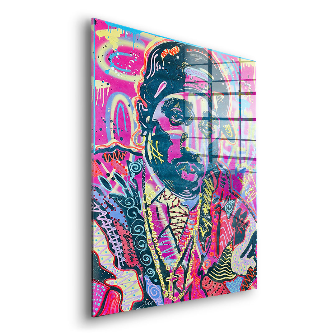 Seitenansicht des Acrylglasbilds Neon Gentleman ohne Rahmen