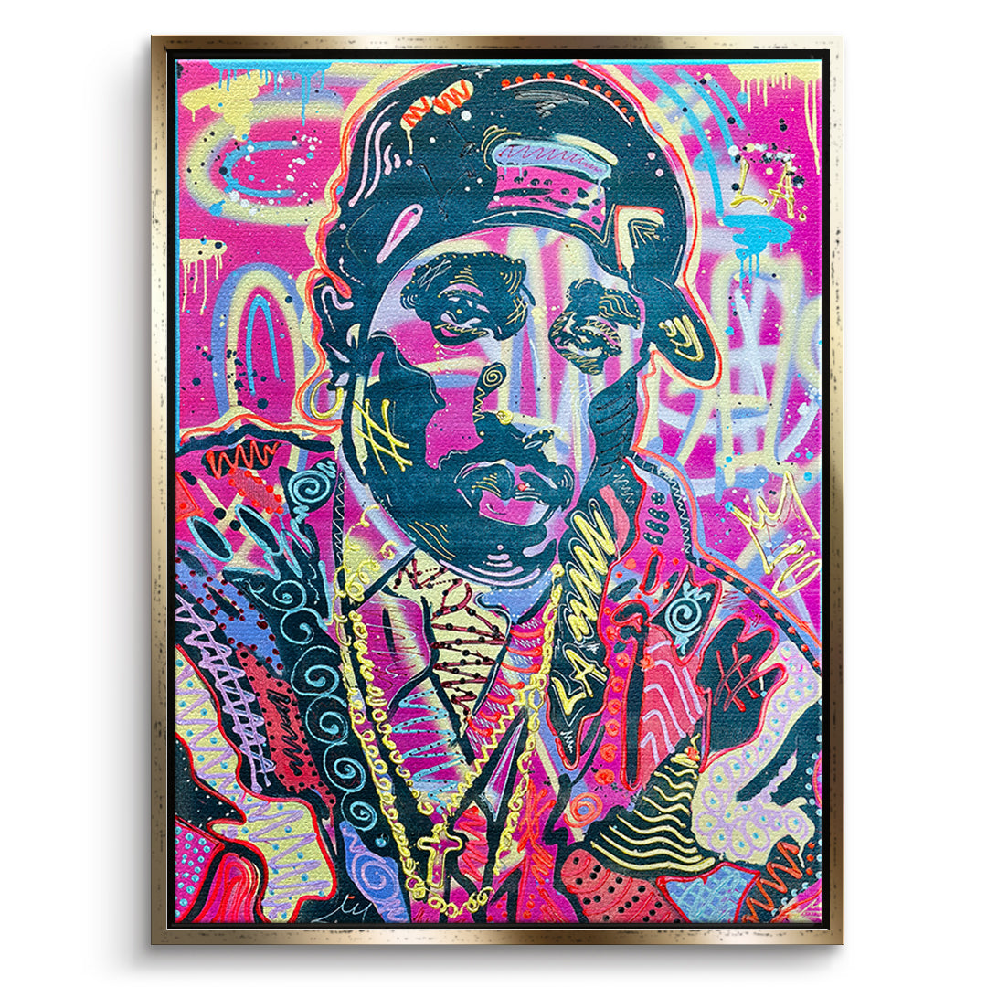 DOTCOMCANVAS Leinwandbild Neon Gentleman im goldenen Premium-Rahmen
