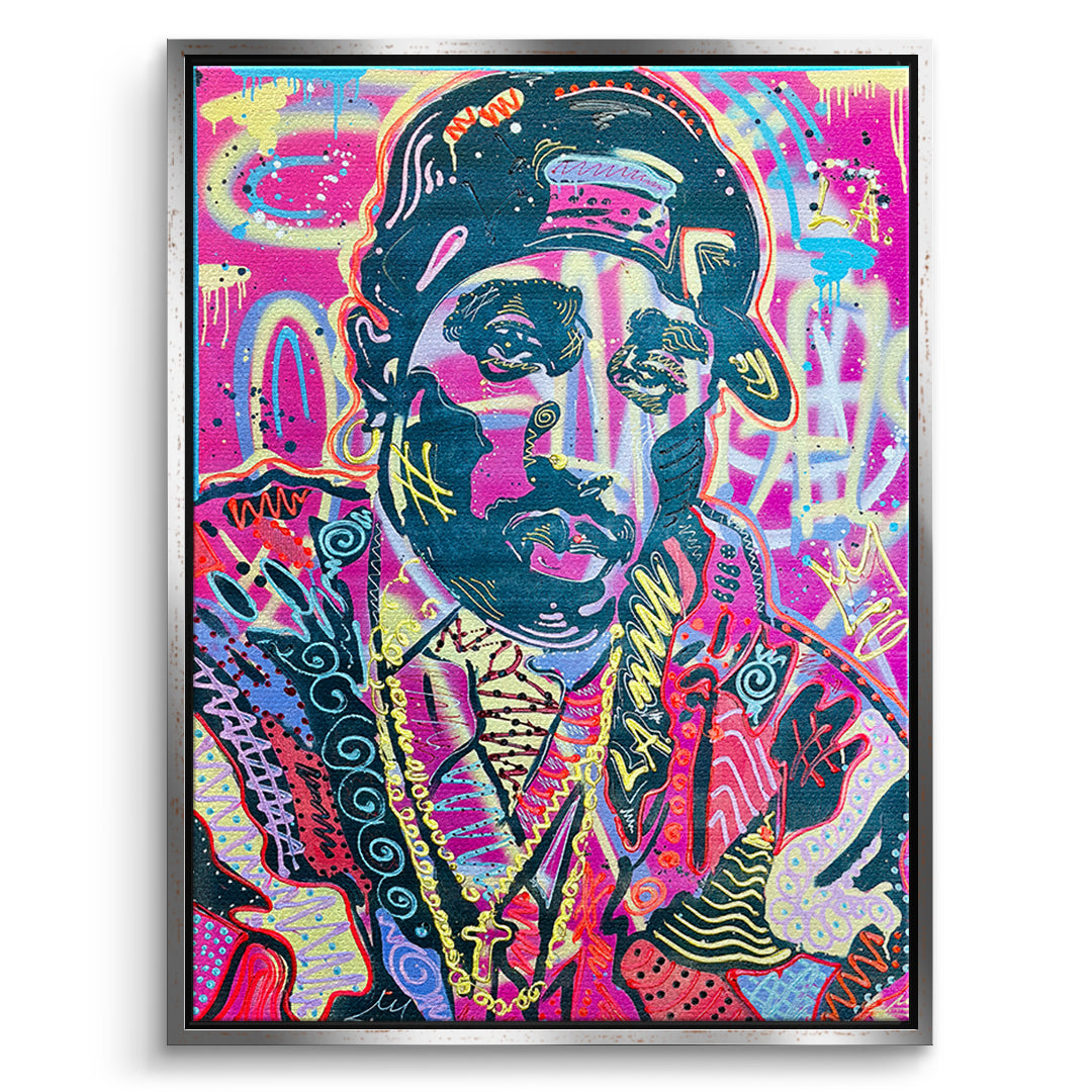 DOTCOMCANVAS Leinwandbild Neon Gentleman im silbernen Premium-Rahmen