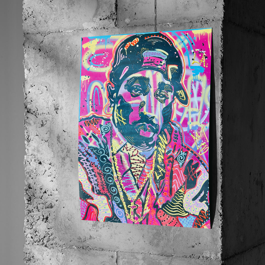 Poster Neon Gentleman an einer Betonwand