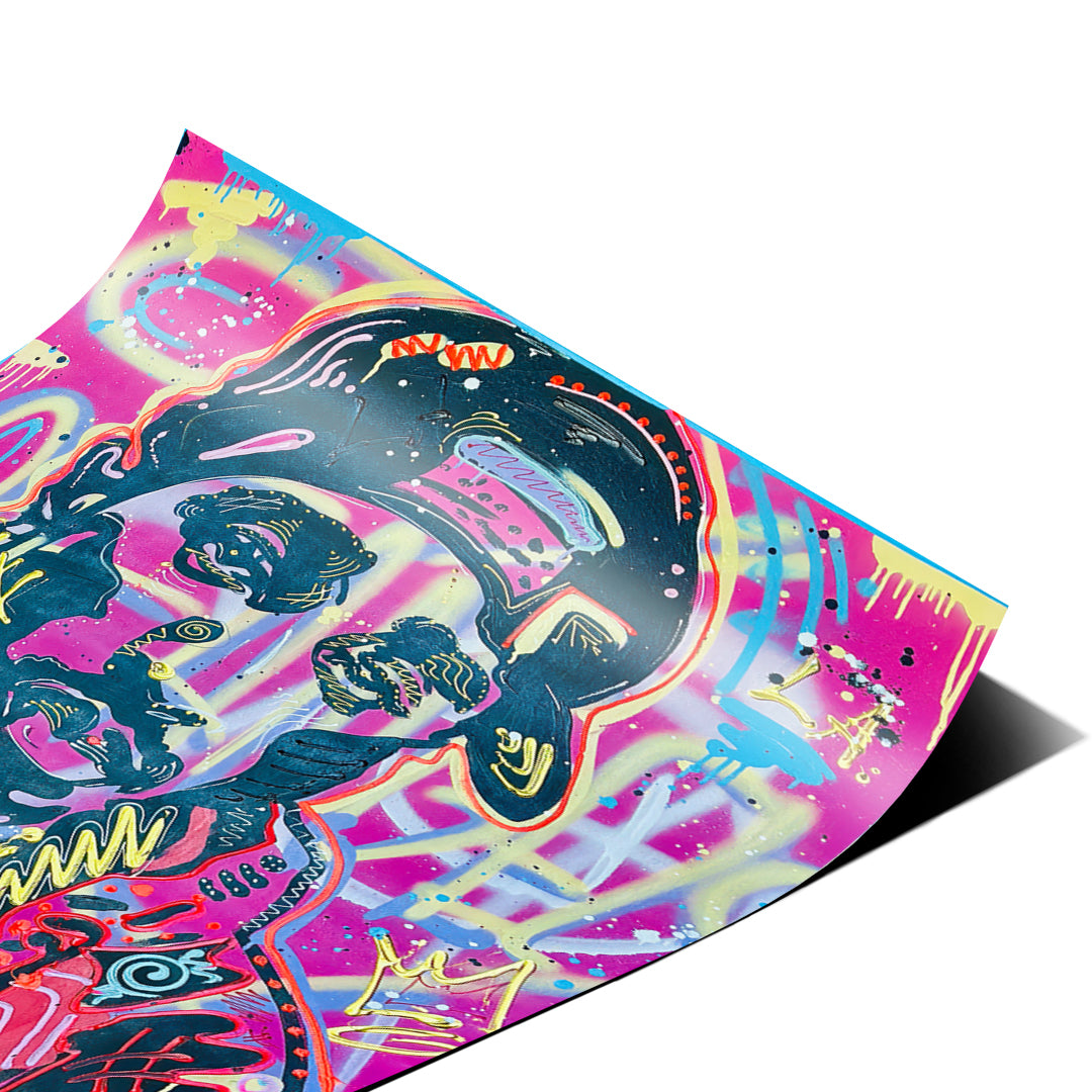 Eckdetail des Posters Neon Gentleman