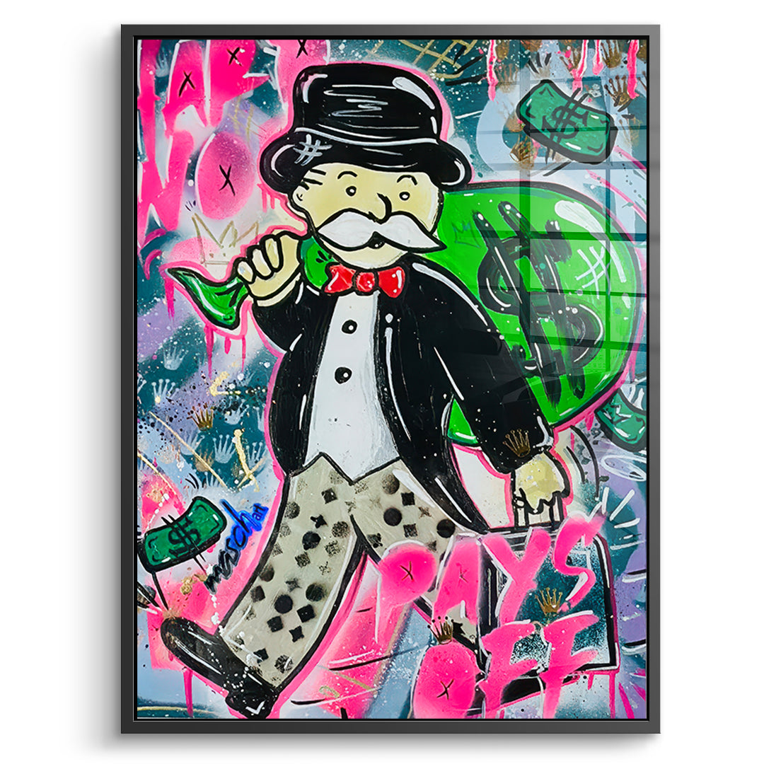 DOTCOMCANVAS Acrylglasbild Money Bags im schwarzen Premium-Rahmen