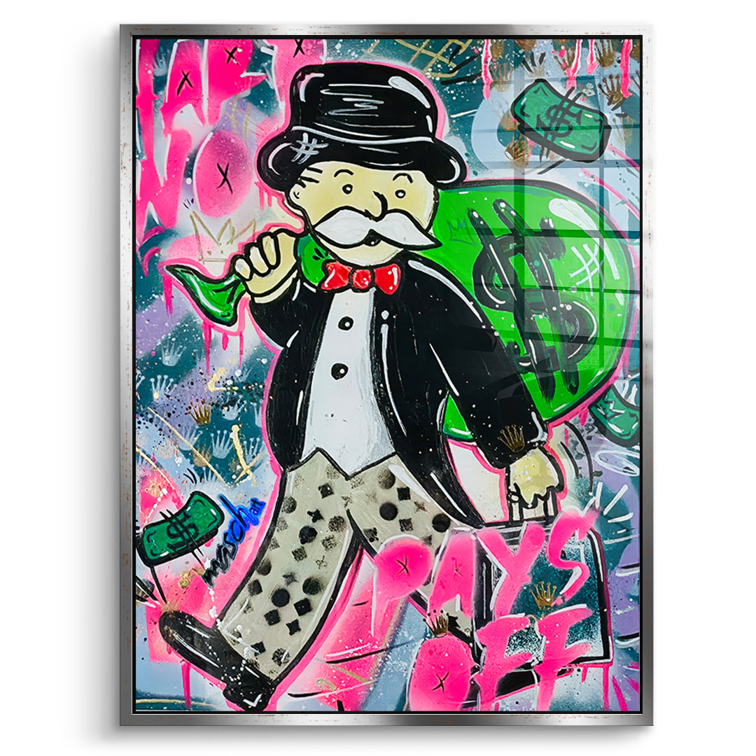 DOTCOMCANVAS Acrylglasbild Money Bags im silbernen Premium-Rahmen