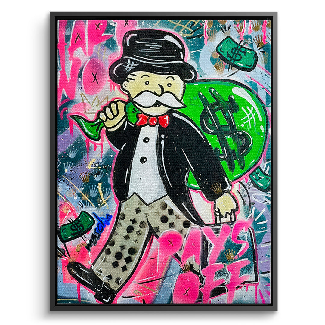 DOTCOMCANVAS Leinwandbild Money Bags im schwarzen Premium-Rahmen