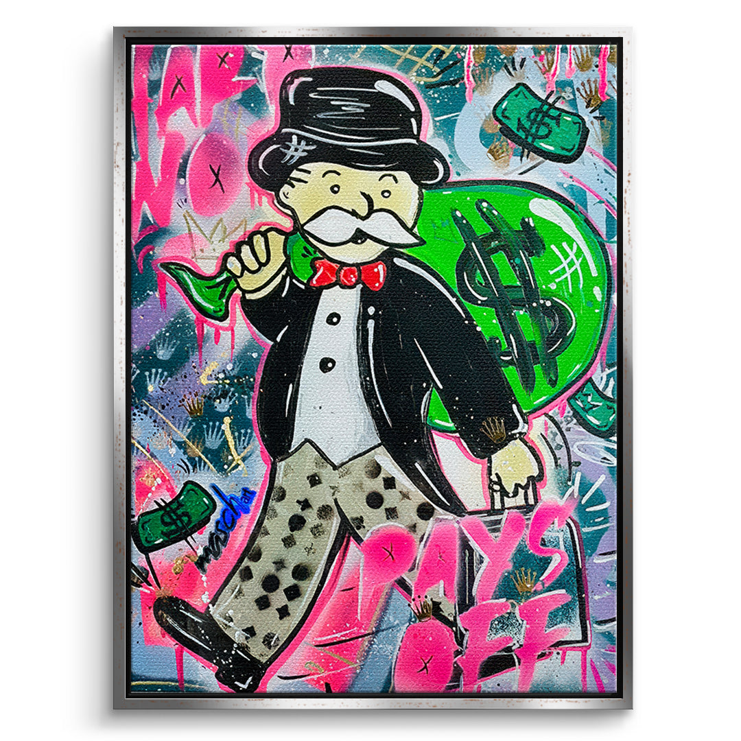 DOTCOMCANVAS Leinwandbild Money Bags im silbernen Premium-Rahmen