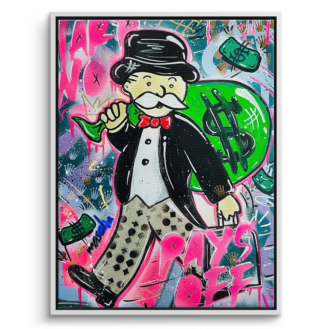 DOTCOMCANVAS Leinwandbild Money Bags im weißen Premium-Rahmen