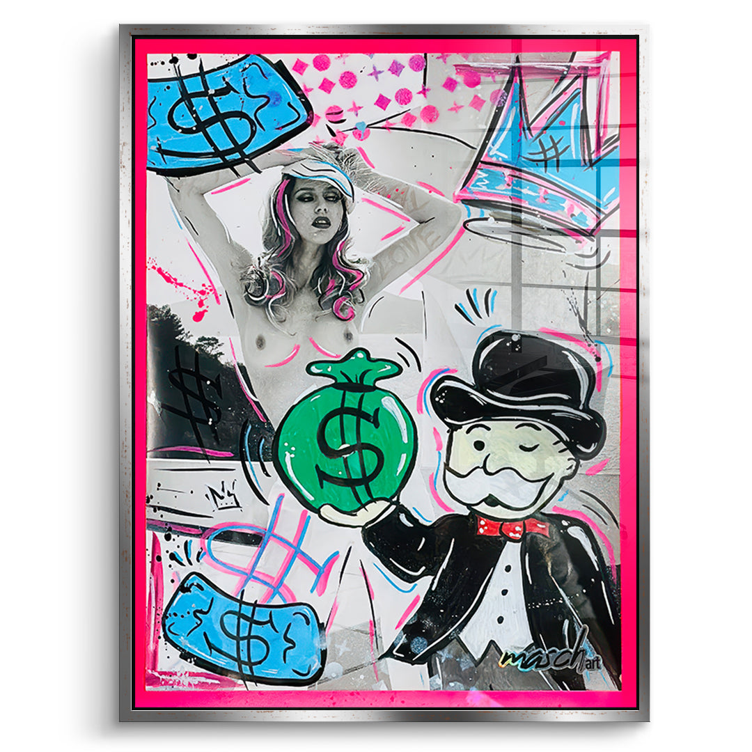 DOTCOMCANVAS Acrylglasbild Money Talks im silbernen Premium-Rahmen
