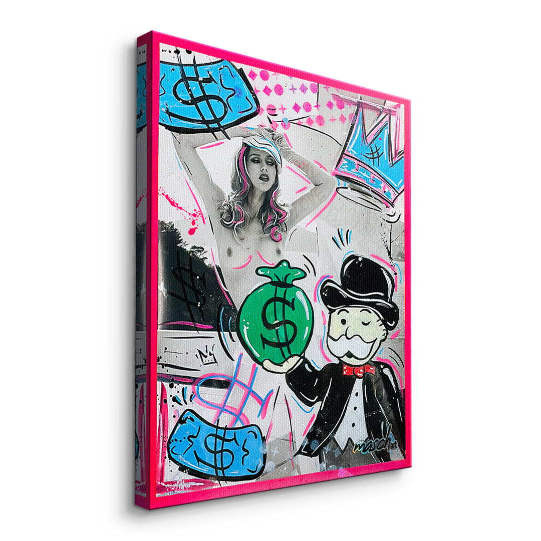 Seitenansicht des Leinwandbilds Money Talks ohne Rahmen