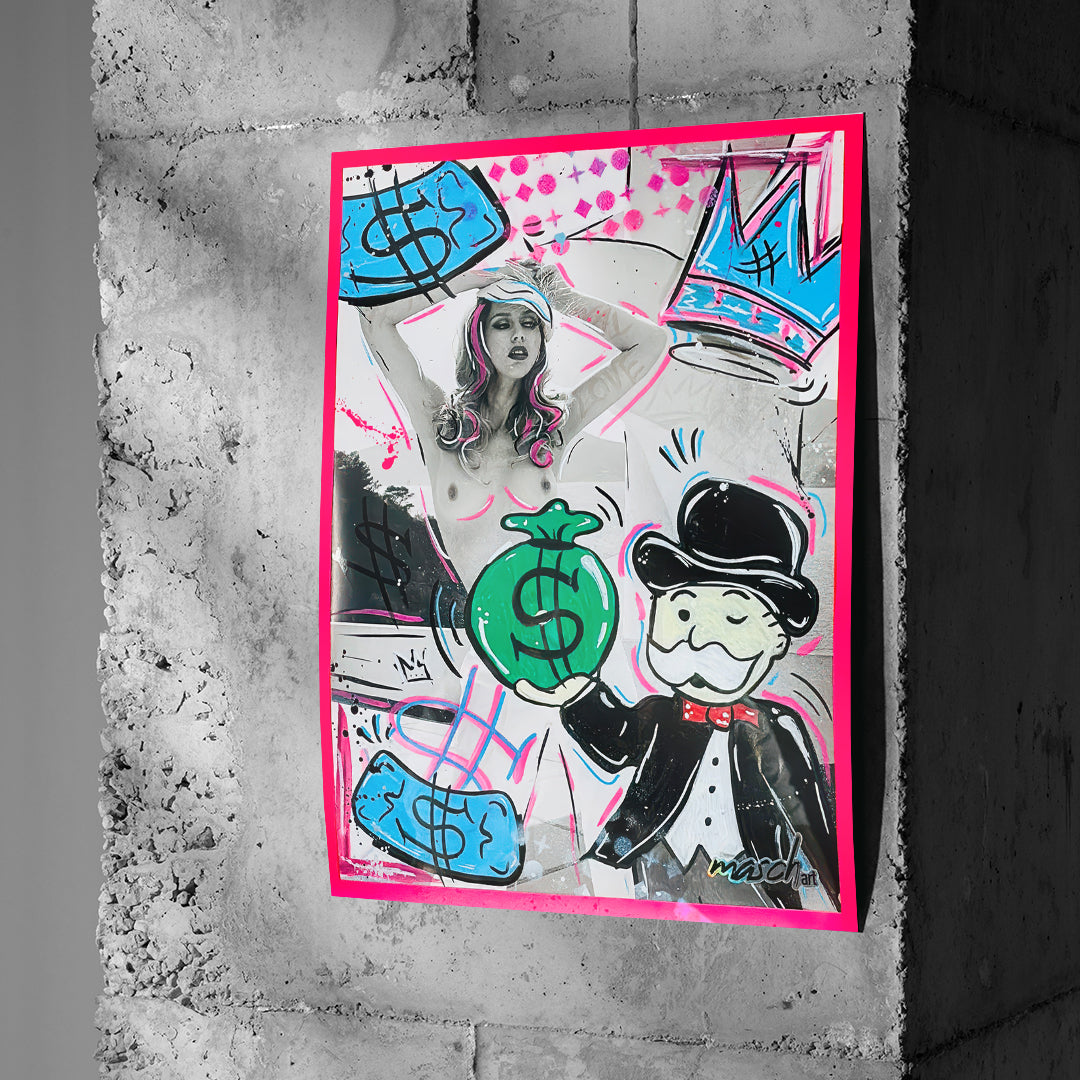Poster Money Talks an einer Betonwand