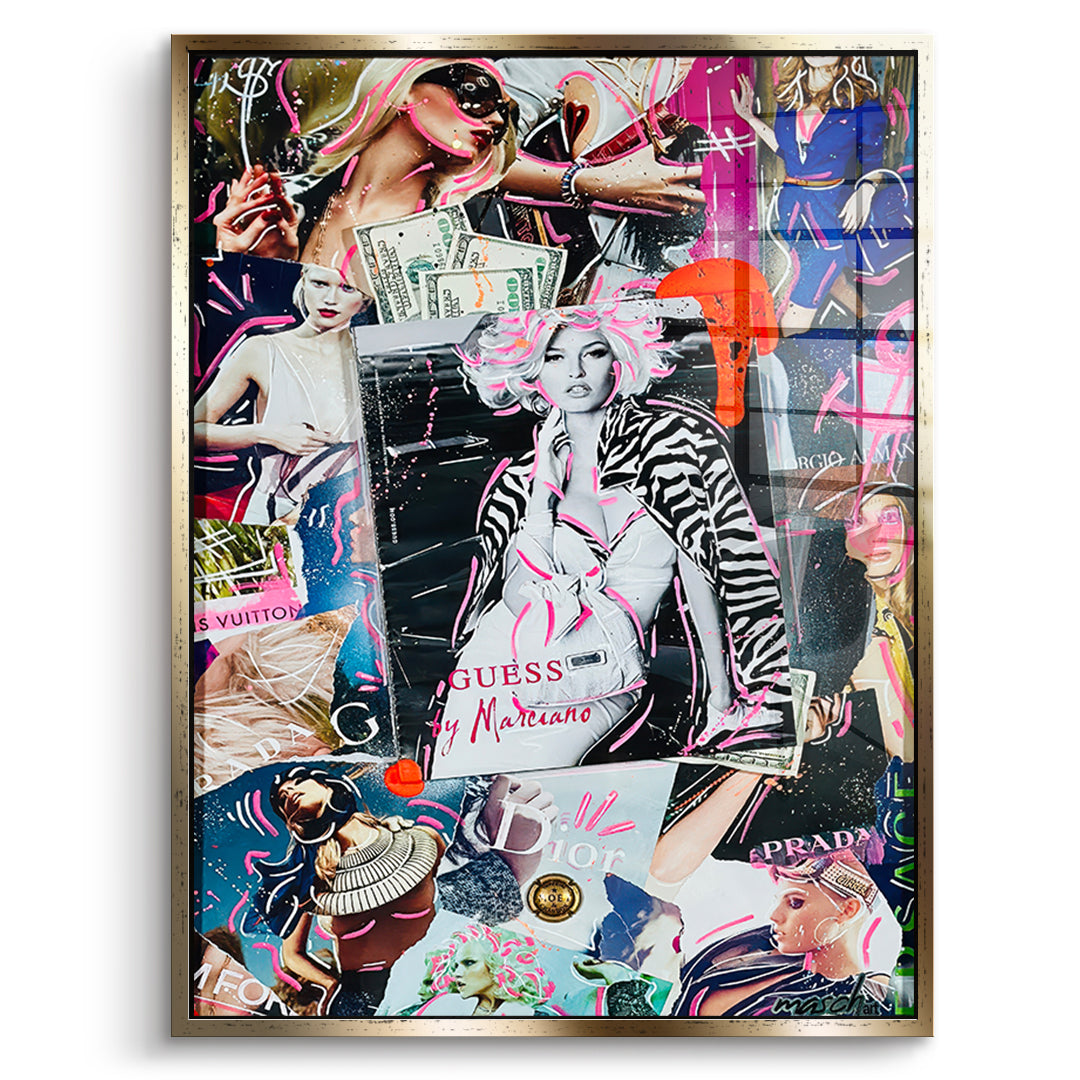 DOTCOMCANVAS Acrylglasbild Runway Riches im goldenen Premium-Rahmen