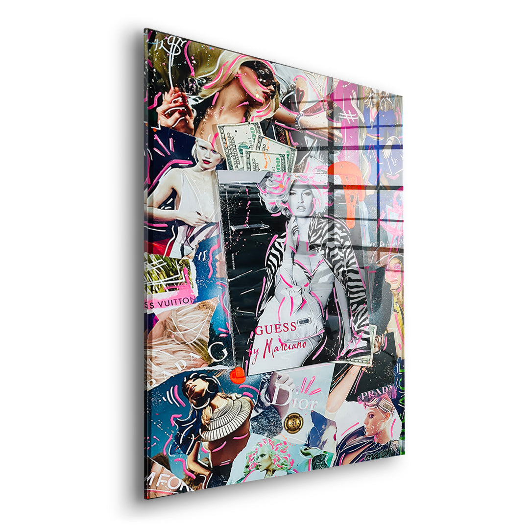 Seitenansicht des Acrylglasbilds Runway Riches ohne Rahmen