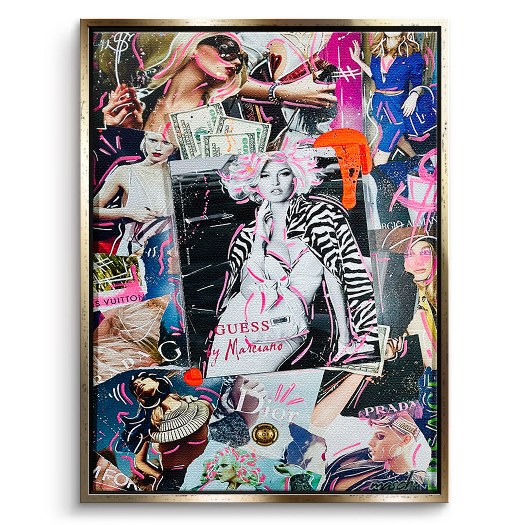 DOTCOMCANVAS Leinwandbild Runway Riches im goldenen Premium-Rahmen