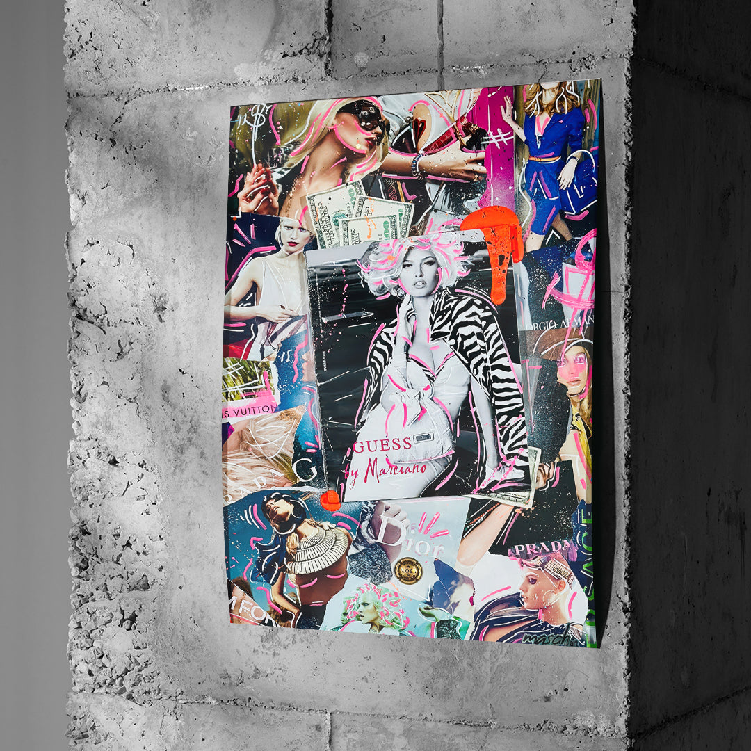 Poster Runway Riches an einer Betonwand