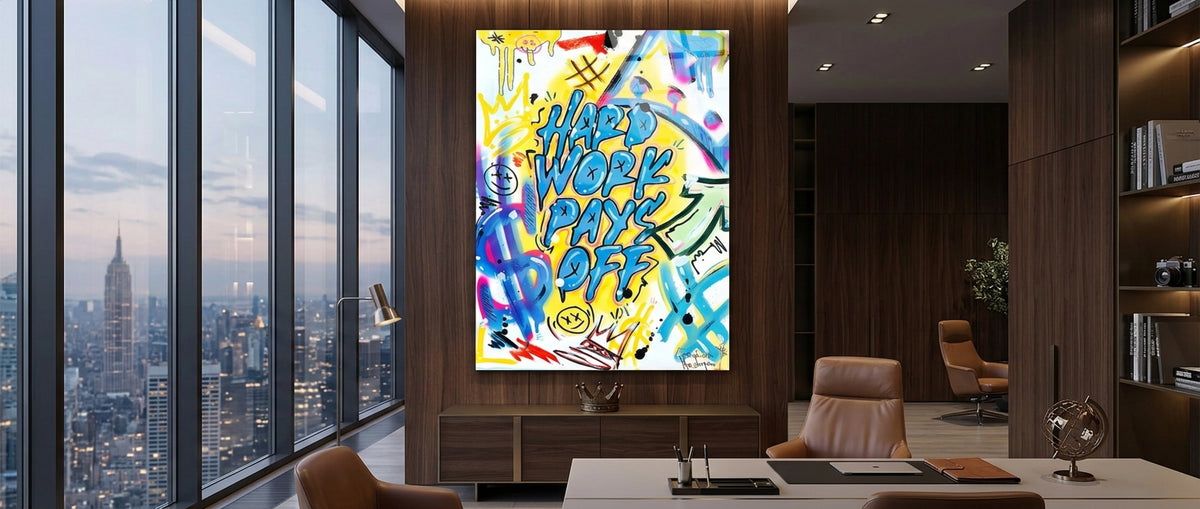 Acrylglasbild Hard Work Pays Off Graffiti Website Banner