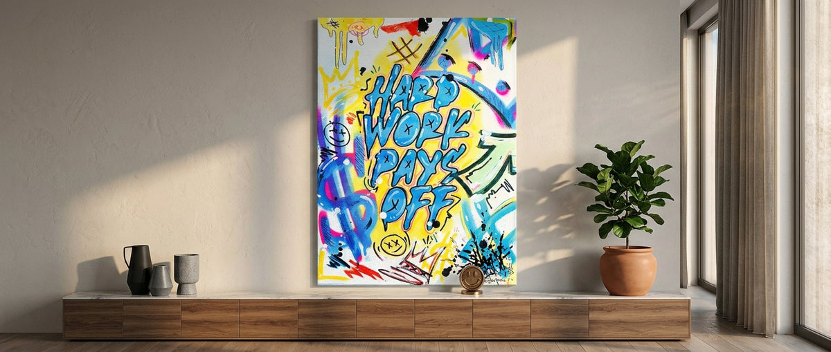 Leinwandbild Hard Work Pays Off Graffiti Website Banner