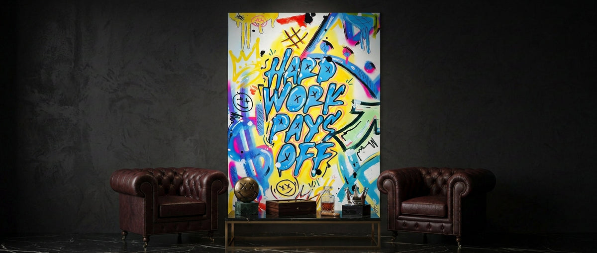 Poster Hard Work Pays Off Graffiti Website Banner