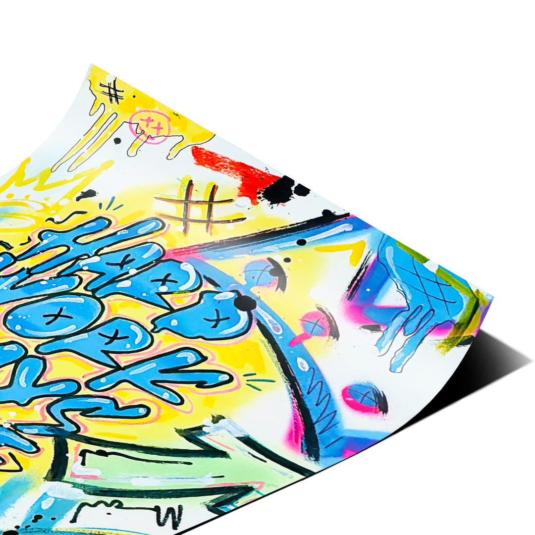 Eckdetail des Posters Hard Work Pays Off Graffiti
