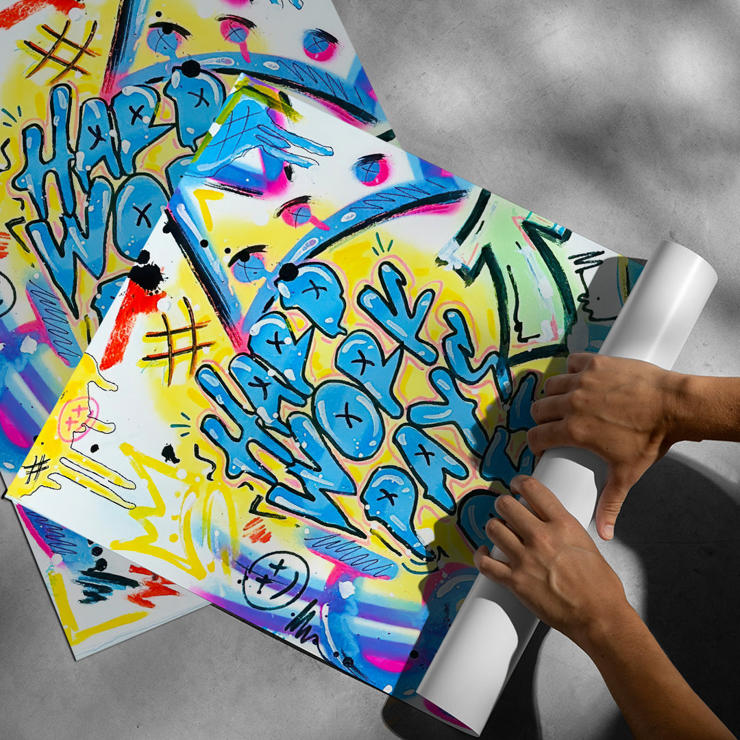 Aufgerolltes Poster Hard Work Pays Off Graffiti