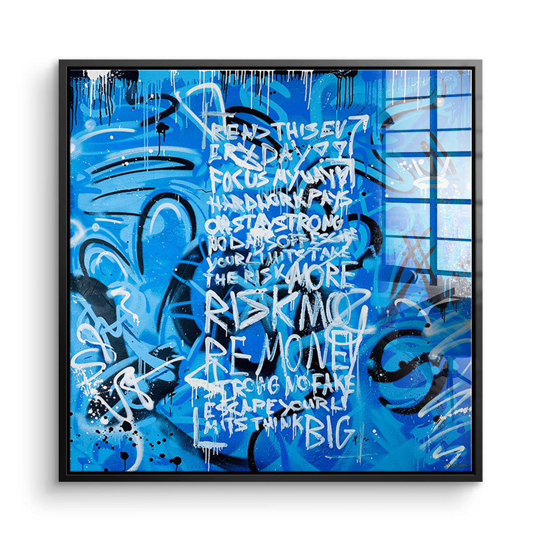DOTCOMCANVAS Acrylglasbild More Risk More Money im schwarzen Premium-Rahmen
