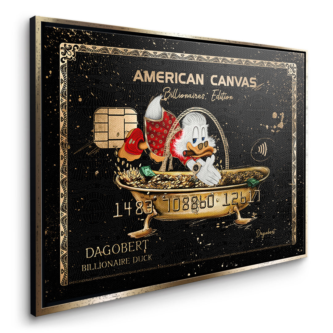 Seitenansicht des Leinwandbilds American Canvas Billionaires Edition im goldenen Rahmen