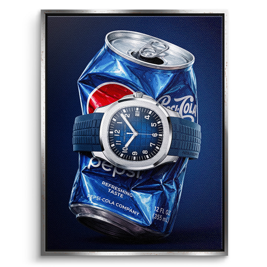 DOTCOMCANVAS Leinwandbild Crushed Blue im silbernen Premium-Rahmen