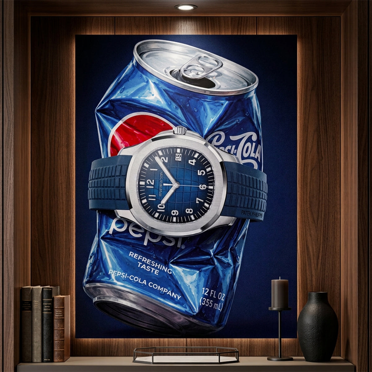 Poster Crushed Blue an der Wand eines modernen Wohnraums