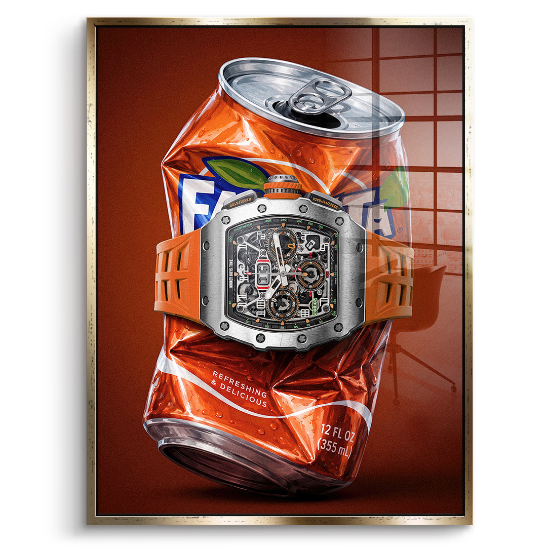 DOTCOMCANVAS Acrylglasbild Crushed Orange im goldenen Premium-Rahmen