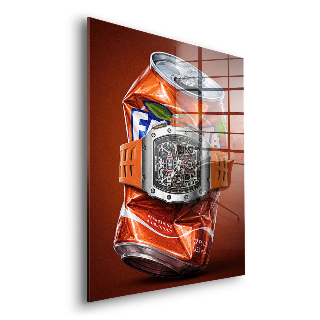 Seitenansicht des Acrylglasbilds Crushed Orange ohne Rahmen